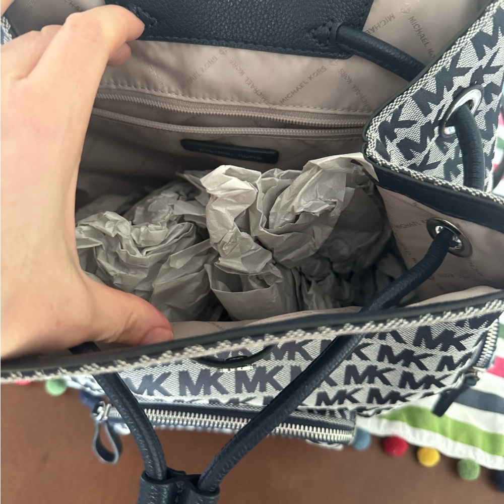 Michael Kors Navy and Gray Logo Backpack - Picture 2 of 6